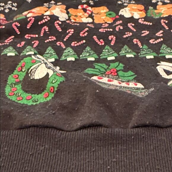 KNITPICKS Vintage 80s Glitter Puff Paint Teddy Bear Holiday Christmas Sweatshirt - Picture 6 of 9